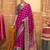 Magenta silk printed saree with unstitched blouse piece