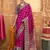 Magenta silk blend printed saree with unstitched blouse piece