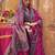 Magenta silk printed saree with unstitched blouse piece