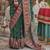 Dark green silk printed saree with unstitched blouse piece