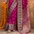 Magenta silk printed saree with unstitched blouse piece