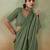 Olive georgette embellished saree with unstitched blouse piece