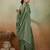 Olive georgette embellished saree with unstitched blouse piece