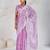 Lavender silk chiffon sequins embroidered saree with unstitched blouse piece