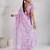 Lavender silk chiffon sequins embroidered saree with unstitched blouse piece