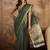 Green chanderi bandhni saree with unstitched blouse piece
