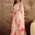 Cream chanderi cotton printed saree with unstitched blouse piece