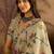 Cream silk cotton printed saree with unstitched blouse piece