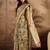 Cream silk cotton printed saree with unstitched blouse piece