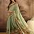 Green silk cotton printed saree with unstitched blouse piece