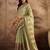 Green silk cotton printed saree with unstitched blouse piece