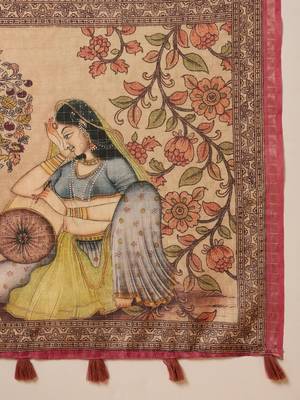 Multi color tussar silk blend bandhni saree with unstitched blouse piece 5