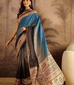 Multi color tussar silk bandhni saree with unstitched blouse piece