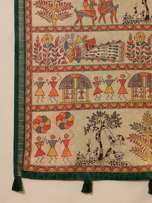 Multi color tussar silk blend bandhni saree with unstitched blouse piece 5