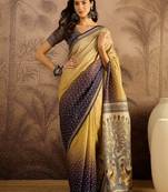 Multi color tussar silk bandhni saree with unstitched blouse piece