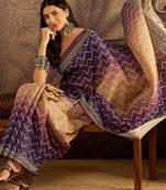 Multi color tussar silk bandhni saree with unstitched blouse piece