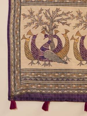 Multi color tussar silk blend bandhni saree with unstitched blouse piece 5