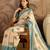 Beige tussar silk printed saree with unstitched blouse piece