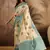 Beige tussar silk blend printed saree with unstitched blouse piece