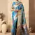 Sky blue rich pallu silk saree with zhallar border     a masterpiece of tradition & elegance