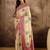 Beige tussar silk printed saree with unstitched blouse piece