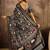 Black tussar silk printed saree with unstitched blouse piece