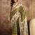 Olive chanderi cotton printed saree with unstitched blouse piece
