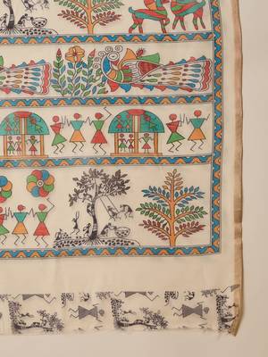 Olive chanderi cotton printed saree with unstitched blouse piece 5