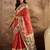Red chanderi cotton printed saree with unstitched blouse piece