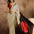 Off white satin printed saree with unstitched blouse piece