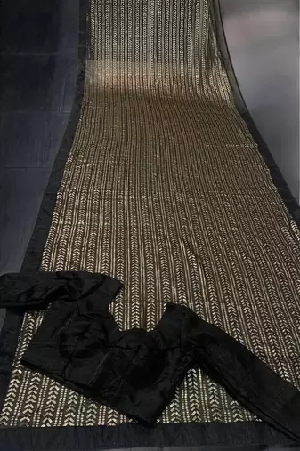 Black Color All Over Sequence Work Georgette Saree