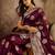 Wine organza zari woven saree with unstitched blouse piece
