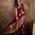 Wine organza zari woven saree with unstitched blouse piece