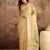Beige super net embroidered saree with unstitched blouse piece