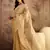 Beige super net embroidered saree with unstitched blouse piece