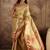 beige silk blend blend zari saree with unstitched blouse piece