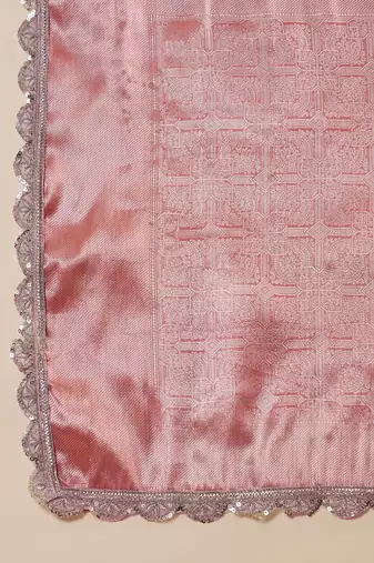 pink silk blend blend zari saree with unstitched blouse piece