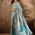 blue silk blend blend zari saree with unstitched blouse piece