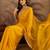 Georgette yellow bandhni saree with unstitched blouse piece
