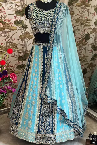 Premium Designer Teal & Powder Blue Lehenga Choli