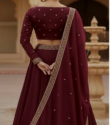 Deep Maroon Lehenga with Embroidered Dupatta