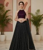 Black partywear Lehenga set with Halter Blouse and dupatta