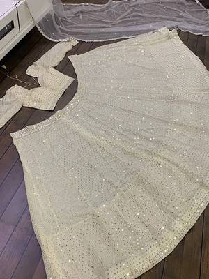 Off-White Chikankari Net Lehenga Choli 7