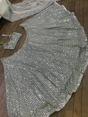 Dazzling Silver Sequin Party Wear Lehenga Set 4