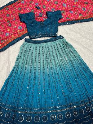 Blue Ombre Georgette Lehenga Choli 5