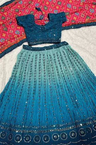 Blue Ombre Georgette Lehenga Choli