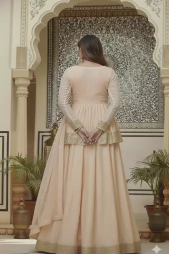 Blush Peach Anarkali Lehenga