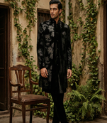 Black sequins embroidered and patch work indowestern