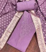 Lavender roman cotton embroidered unstitched dress material