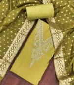 Mehendi  roman cotton embroidered unstitched dress material